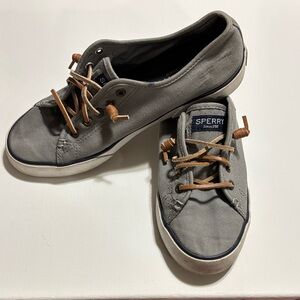 Sperry Women's Gray Sneakers with Tan Laces